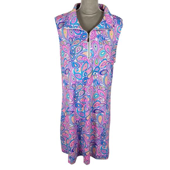 Lulu B Dress 1/4 Zip Dress Womens 1X Bright Paisley Resort Beach Cruise Colorful - Picture 2 of 8